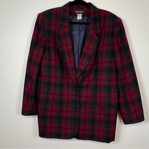 Vintage Requirements Blazer Jacket Size 14 Red Blue Green Plaid Lined